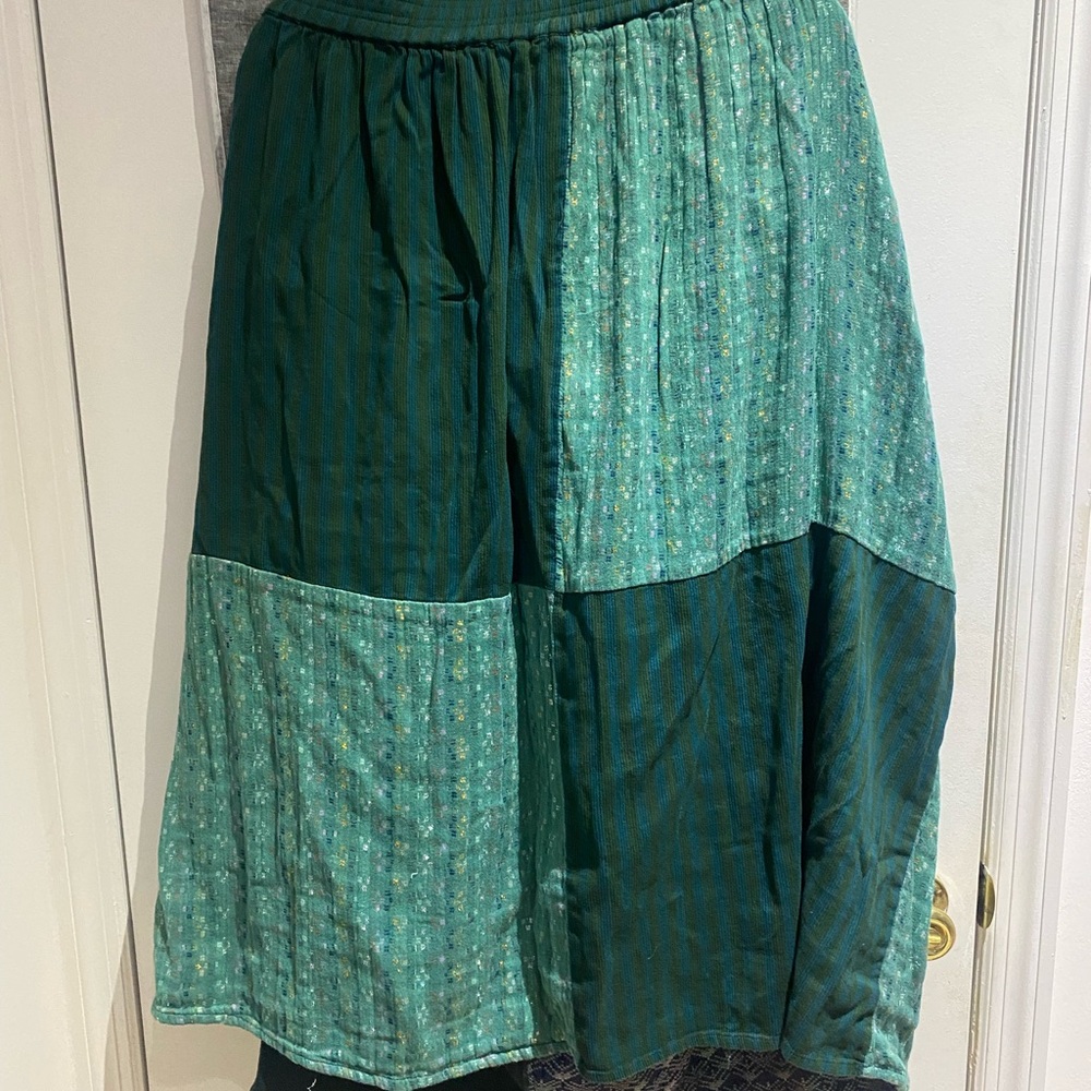 🦆 Ace & Jig Green Patchwork Midi Skirt 🪲